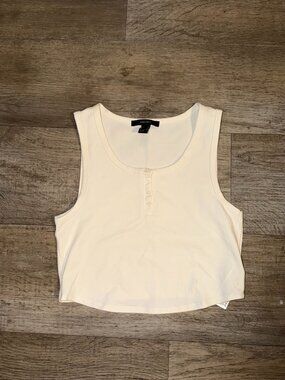 Forever 21 white henley cropped tank Medium